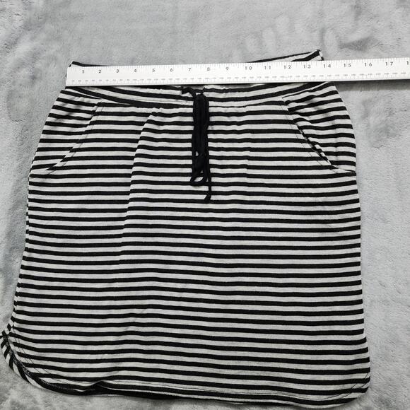 Renee C. Skirt Womens S Black Gray Striped Kaia Knit Drawstring Pockets Lined - Picture 5 of 7